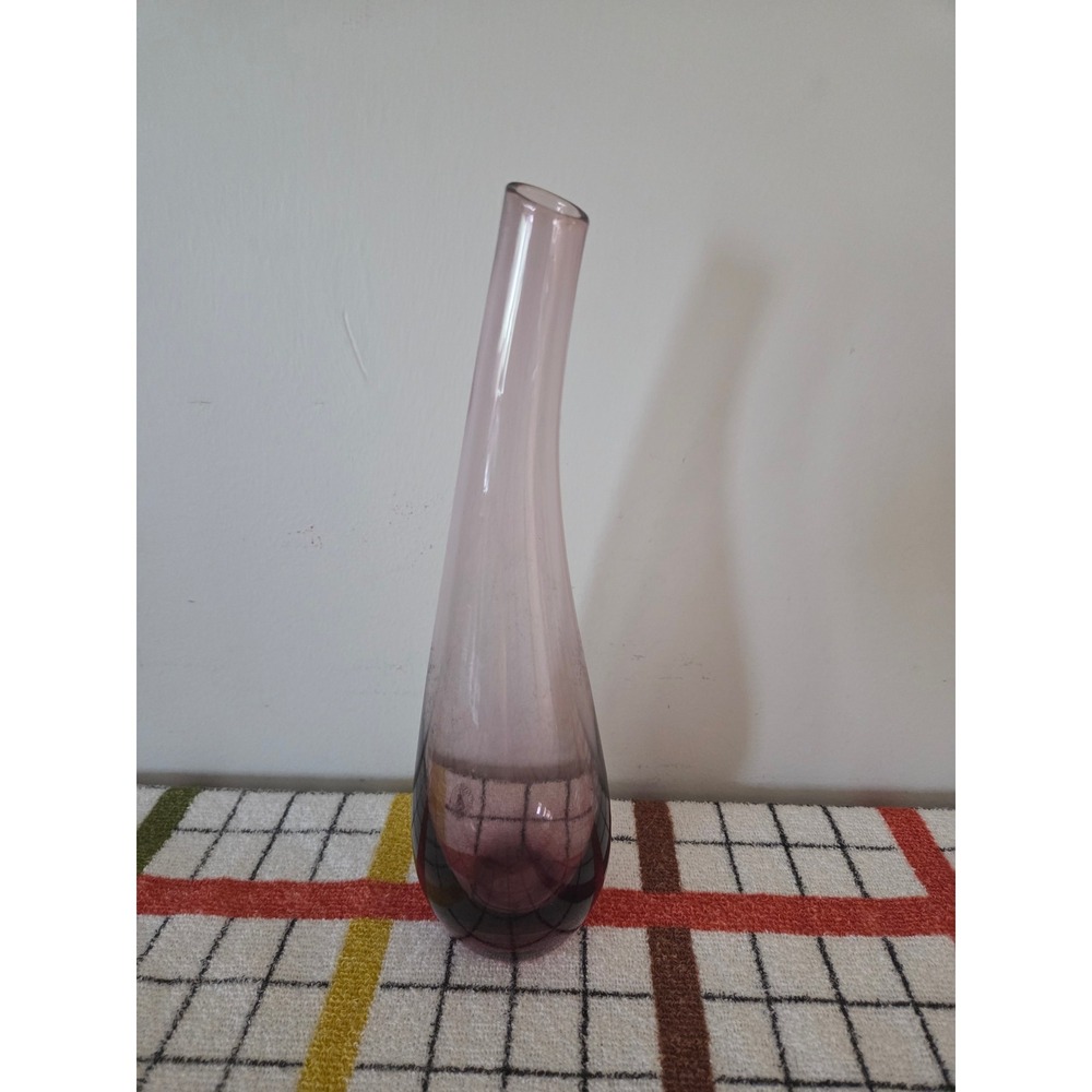 IKEA Purple Glass Bud Vase Curved Teardrop Amethyst Decorative Accent 200.284.42